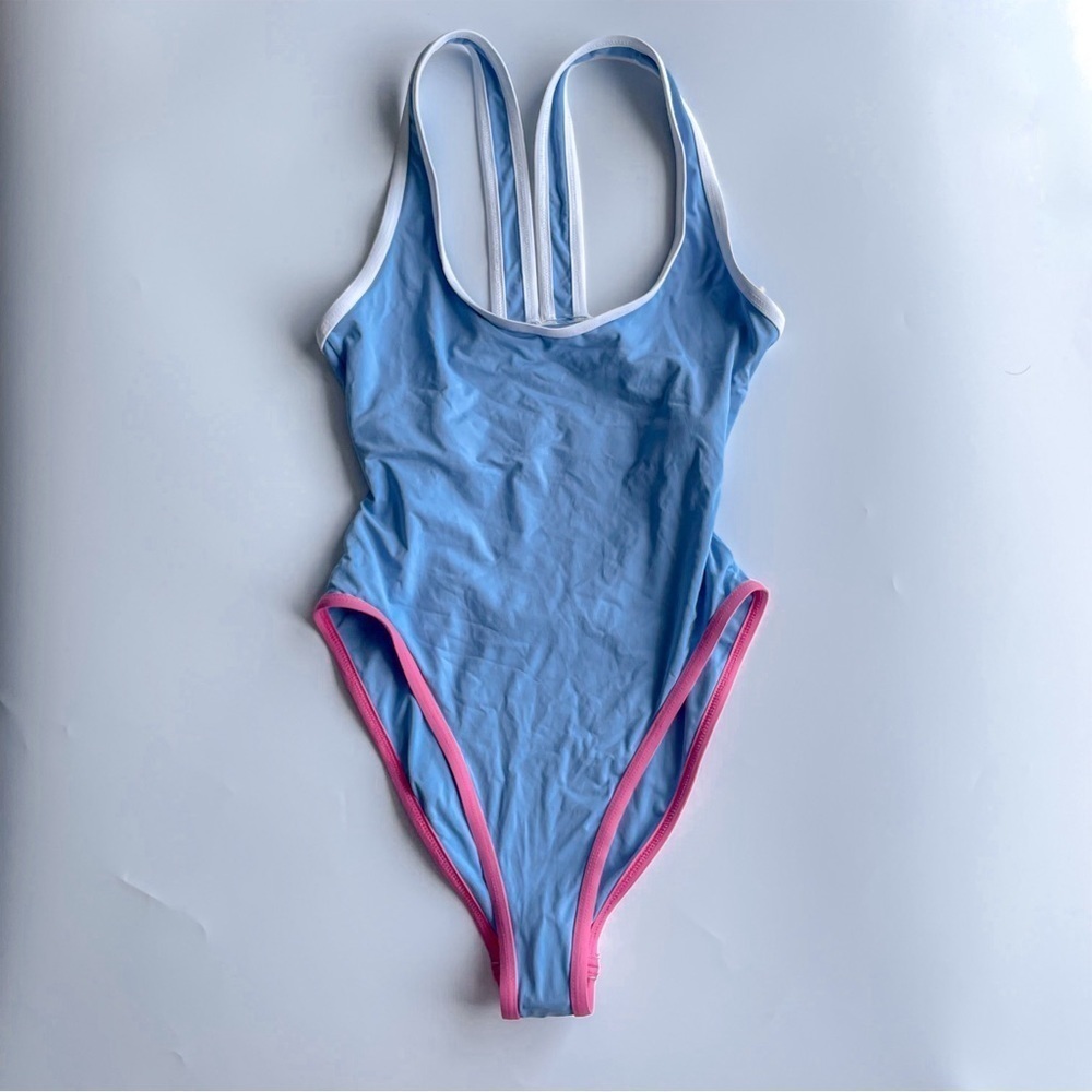 NWOT L*SPACE Ebony One Piece Swimsuit Blue Pink Size 6